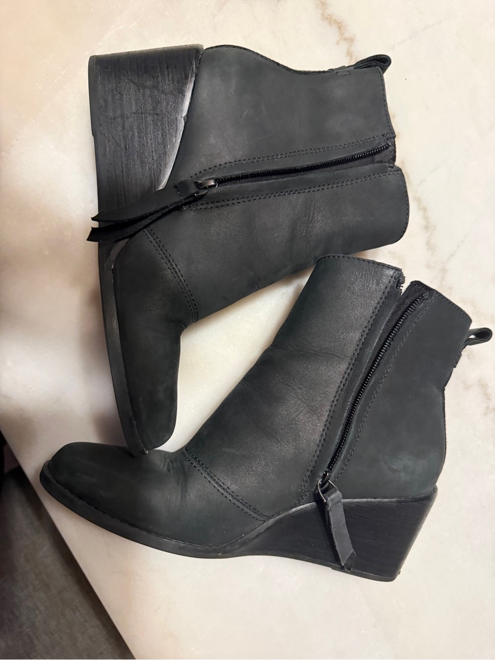 Toms Black Wedge Ankle Booties